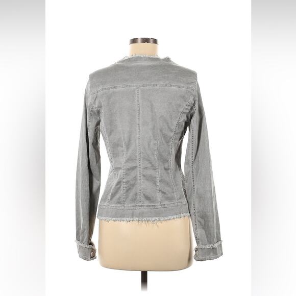 Sunny Studio Paris grey raw edge bling pocket button down shirt, 9 - Picture 2 of 10